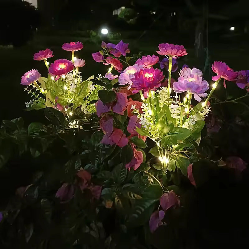Solcelle Lotus Blomster, Lyslilla/Ceriserød