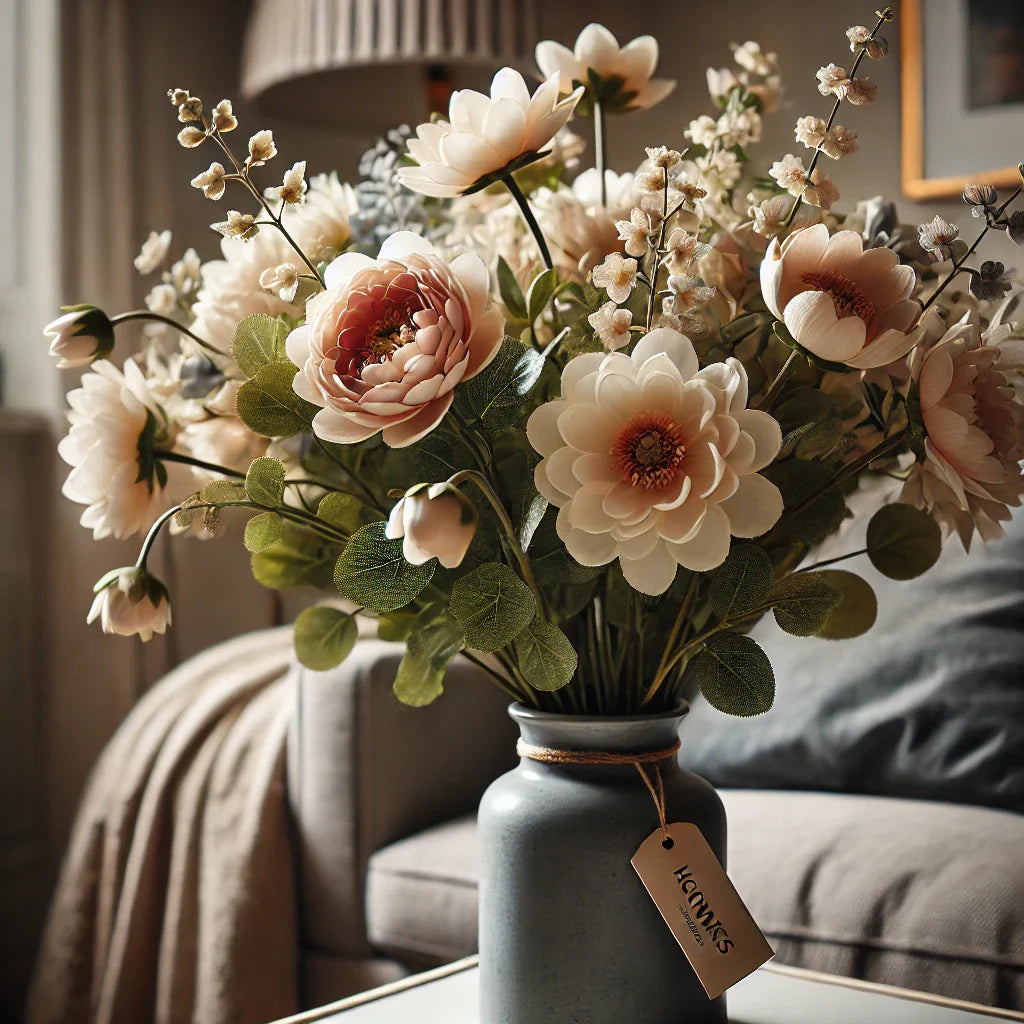 Kunstige blomster i krukke